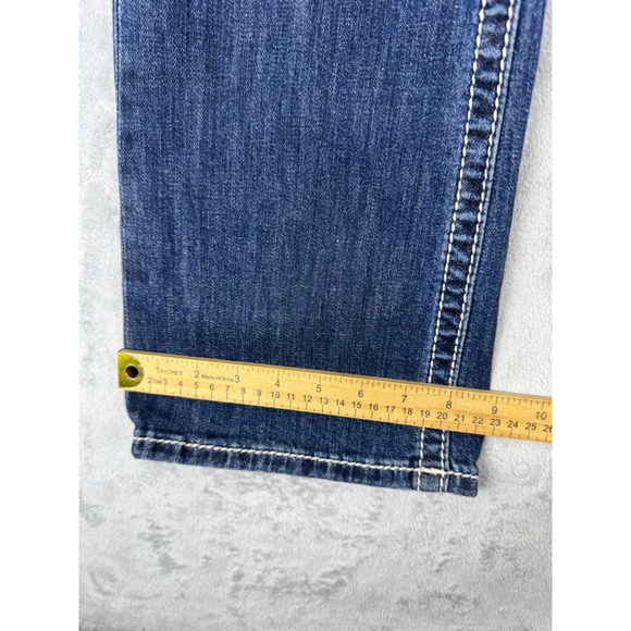 Miss Me women's Bootcut Jeans Dark
Blue Stitch Mid Rise  Size 33 wide leg - Picture 12 of 13